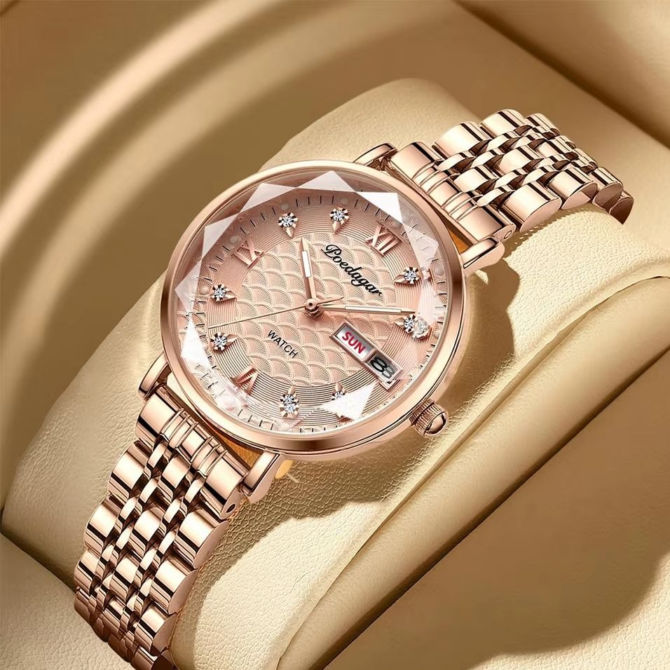 Femmes Montres Mode Rose Or Acier Quartz - view 2