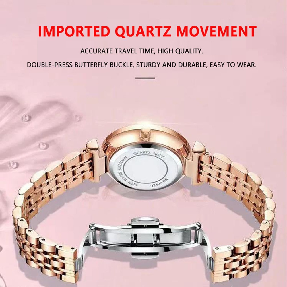 Femmes Montres Mode Rose Or Acier Quartz - view 5