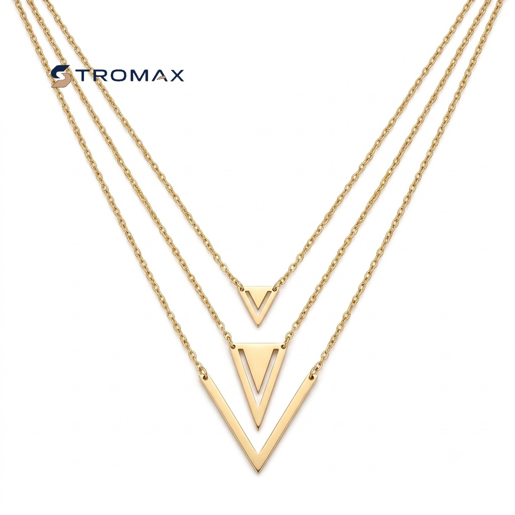 Geometric Triangle Necklace Set