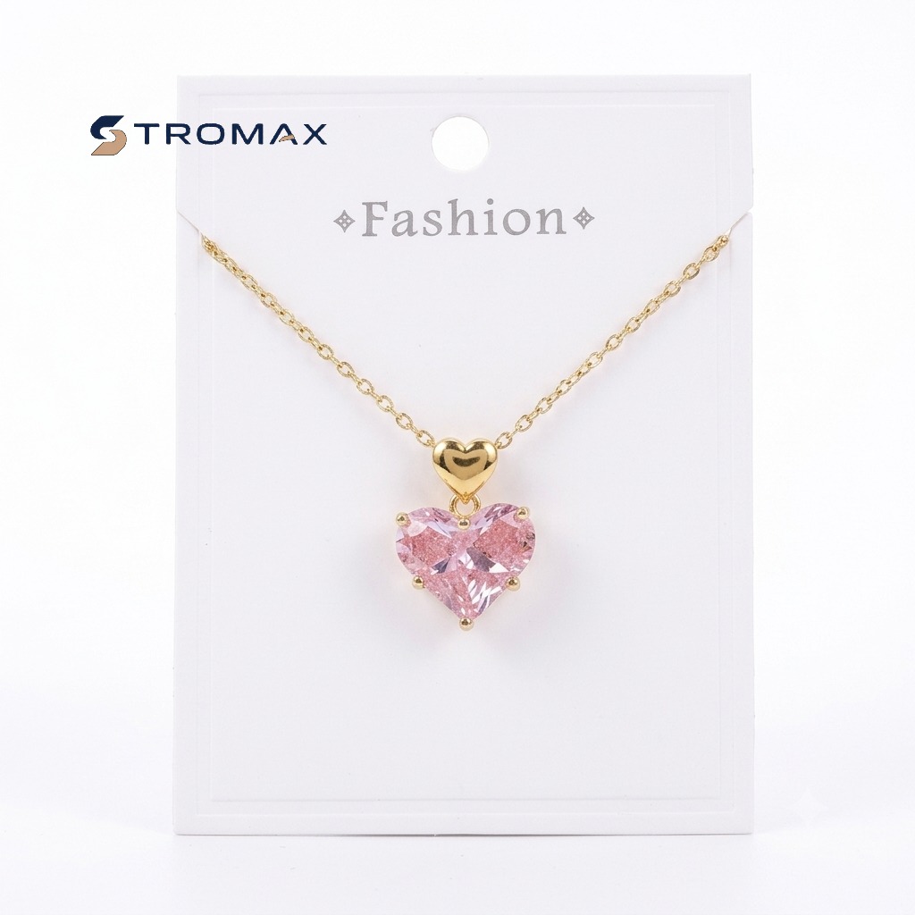 Pink Heart Pendant Necklace for Women