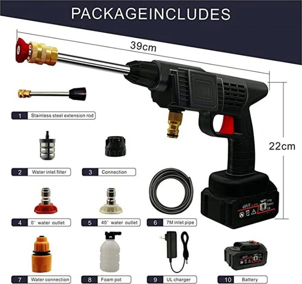 Portable Cordless Pressure Washer / High Pressure Car Washer Gun 48V - view 2