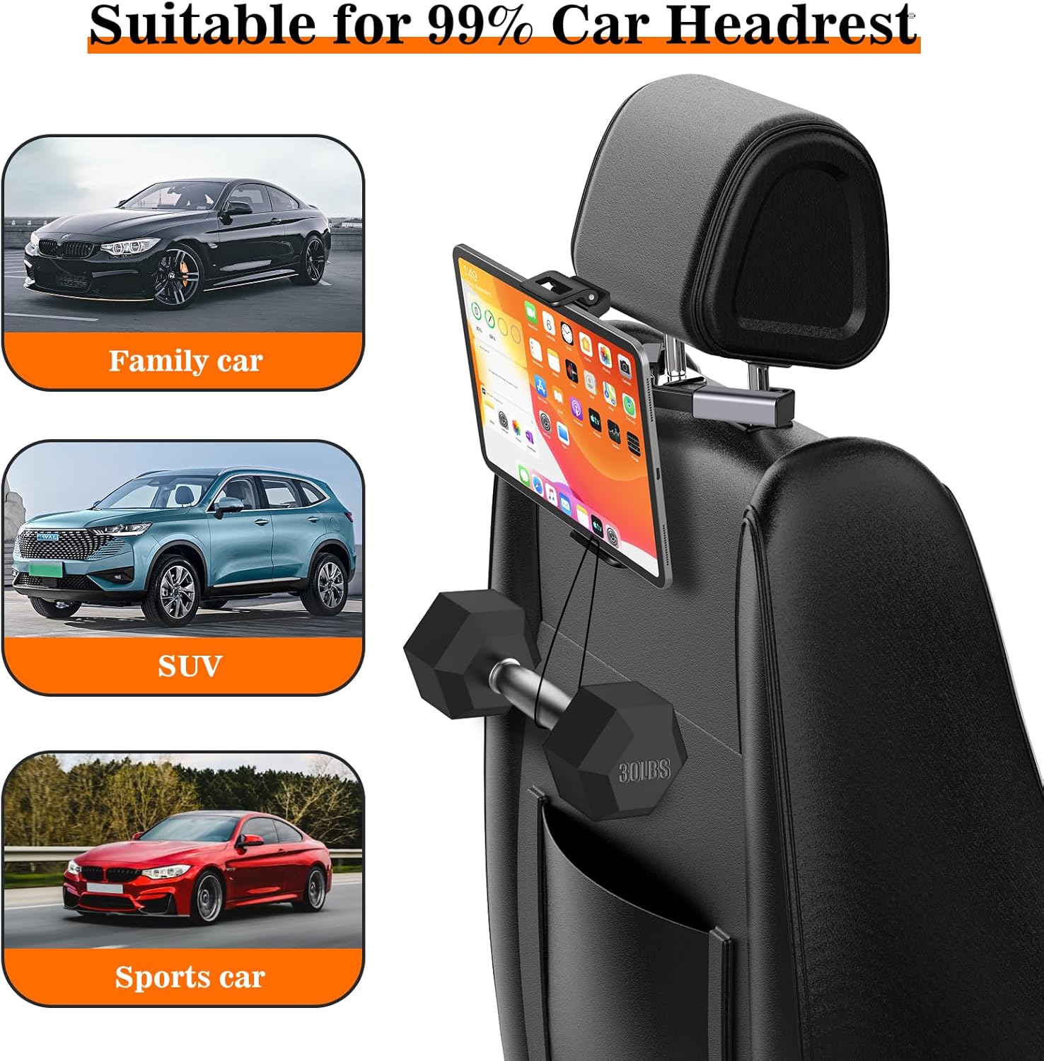 Car Headrest Tablet Mount / phone holder - view 5