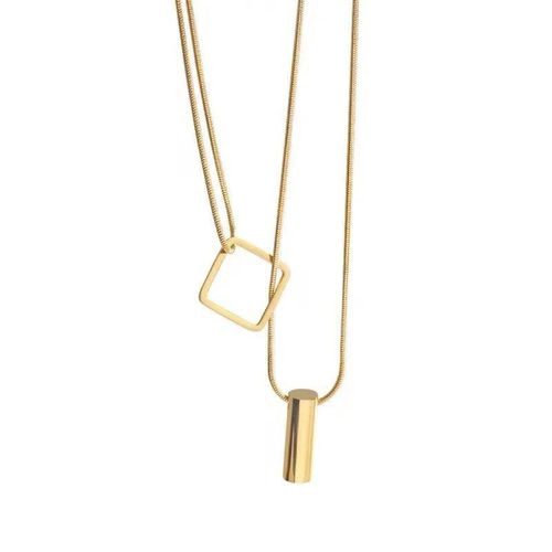 Geometric Gold-Tone Layered Necklace